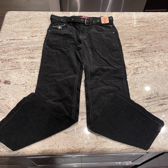 Faded Glory Bottoms Velvet Kids Black Pants Adjustable Waist Size